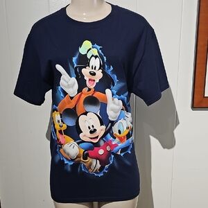 Disney Kids Navy Blue Cartoon Character T-Shirt Size Small (34-36)